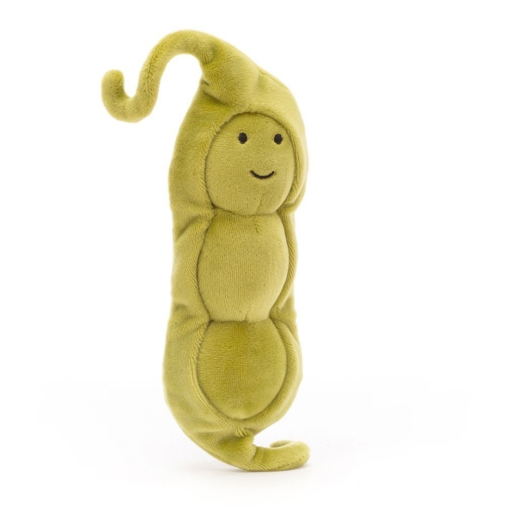 Jellycat Vivacious Vegetable Pea Pod Green Plush Stuffed Garden Food Toy 7 inch